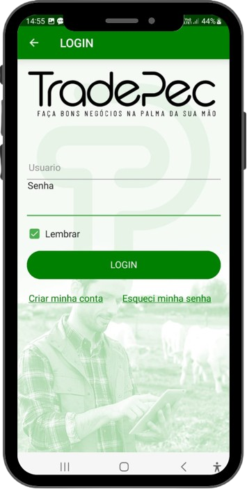 Mockup do App TradePec